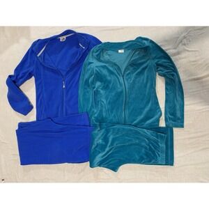 Danskin Now Velour Pants Sweatshirt Track Set Womens M (8-10) 2 Sets
